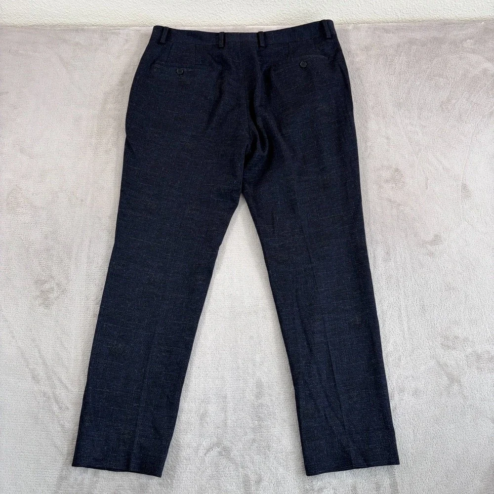 John Varvatos Virgin Wool Blend Trouser Pants Men 34x30 Blue Grey Pattern Italy‎